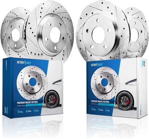 detroit axle brake kits|4pc Front & Rear Drilled and Slotted Brake Rotors Kit.